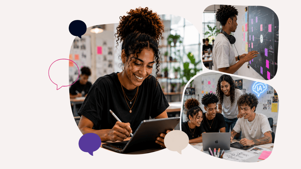 Jovens criando projetos com tecnologia e inteligência artificial
